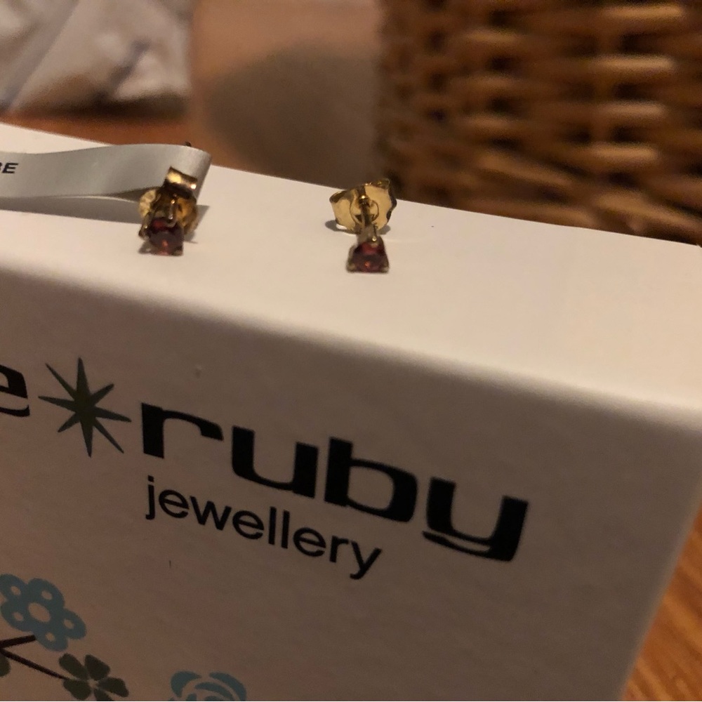 Gold and Red/Pink Earrings